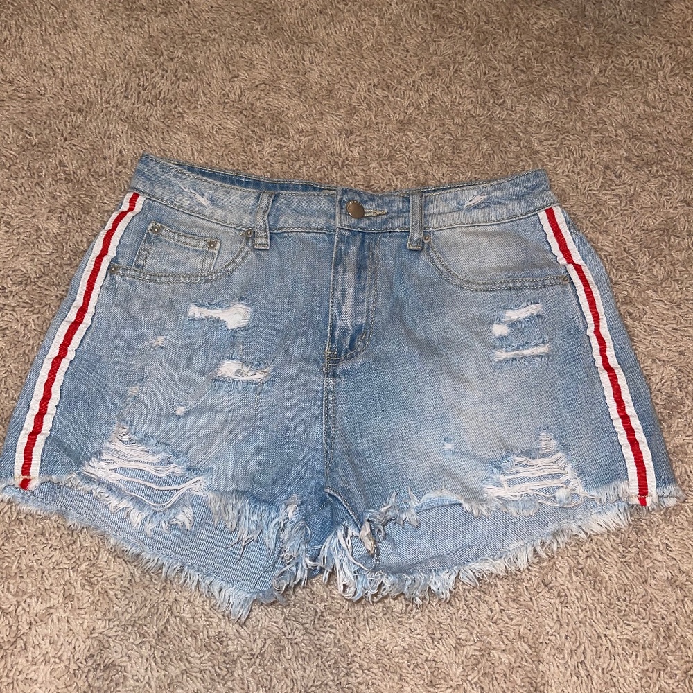 light wash jean shorts